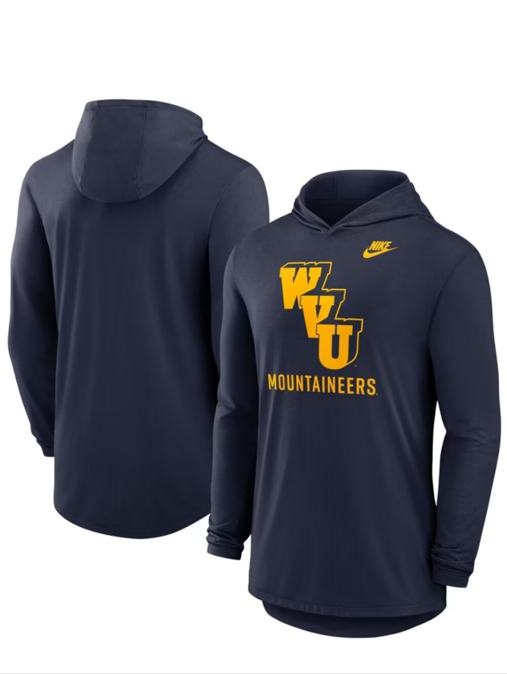 NWT Nike Navy West Virginia Mountaineers Tri-Blend Dri-FIT Long Sleeve Hoodie